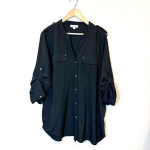 Calvin Klein Womens silky button up loose shirt sz 2x